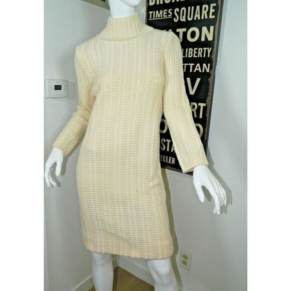 Mallory Dress Size Small Ivory 1960's Sweater‎ Italian Knit 100% Wool Vintage - Picture 12 of 13